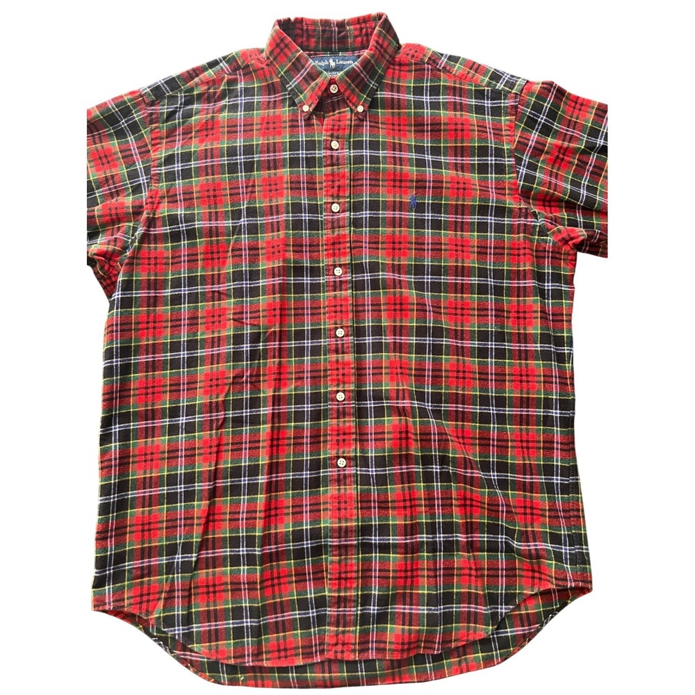 Polo Ralph Lauren Blake LS Shirt Men Large Red Plaid Tartan Flannel Cotton BD - Picture 4 of 12